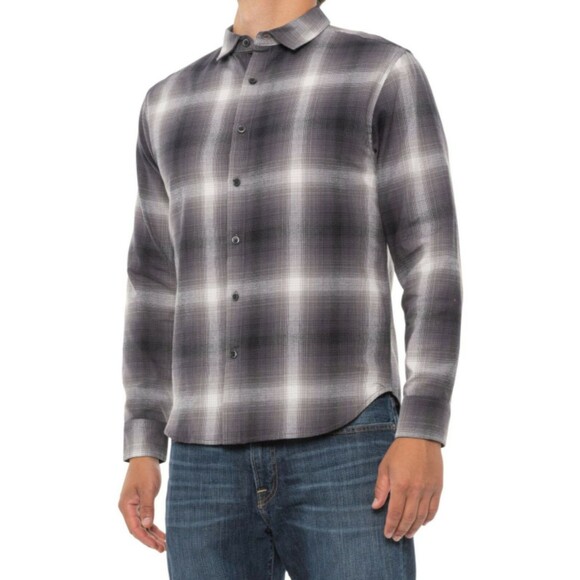 Fundamental Coast Surfside Shirt Men's size S Flannel Plaid Button Gray L/S NEW - Picture 1 of 9